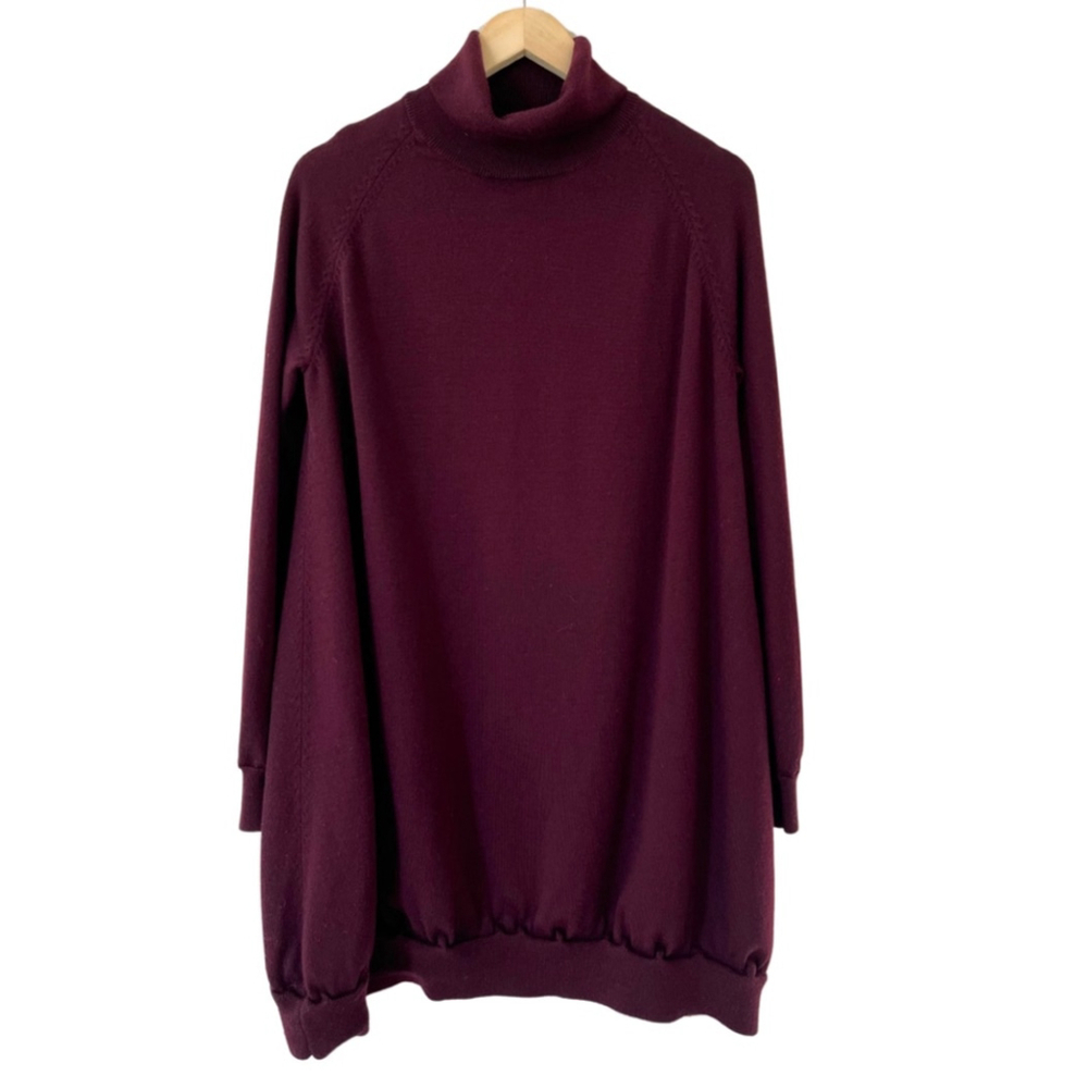 COS Wine-Colored Turtleneck Sweater Dress